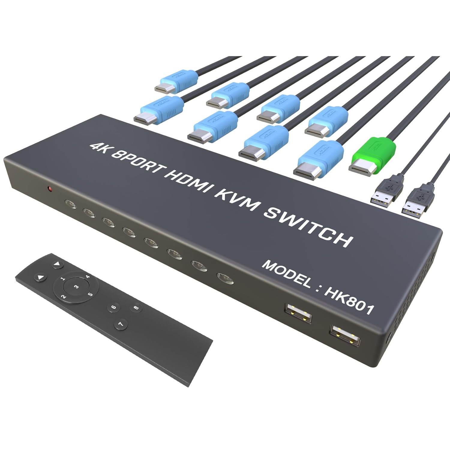 Kvm Switch Hdmi 8 Port - Hdmi Switch With Remote- Usb Switch Selector For 8 Computers Share Keyboa