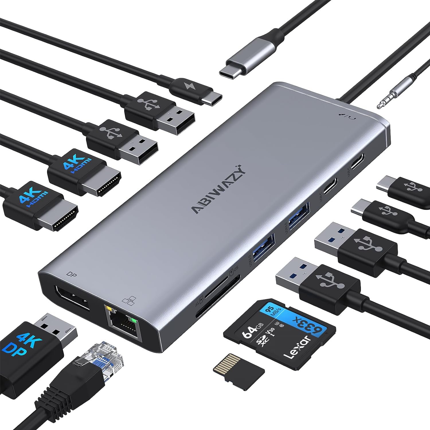 Usb C Docking Station Dual Monitor 14 In 1 Triple Display Usb C Hub Multiple Adapter With 2*4K Hdm