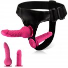 Wearable Strap On Dildo Set - Adjustable Harness With 2 Realistic Dildos For Lesbian, G-Spot Anal Di
