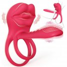 Vibrating Penis Sleeve Cock Ring With Full Lips Tongue Clitoral Stimulator, Penis Ring Vibrator Exte Vibrating Penis Sleeve Cock Ring With Full Lips Tongue Clitoral Stimulator, Penis Ring Vibrator Exte