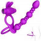 Vibrating Cock Ring With Anal Beads And Bullet Vibrator - 10 Strong Modes - Penis Ring Adult Sex Toy Vibrating Cock Ring With Anal Beads And Bullet Vibrator - 10 Strong Modes - Penis Ring Adult Sex Toy