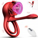 Vibrating Cock Ring Rose Sex Toys For Men, 4 In 1 Penis Ring Vibrator With Remote Control, Clitoral 