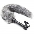 Soft Fur Whips With Pu Leather Handle And Fluffy Feather Tail, Flogger Crop For Unisex Grey Soft Fur Whips With Pu Leather Handle And Fluffy Feather Tail, Flogger Crop For Unisex Grey