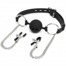 Silicone Gag Mouth Gag With Sex Nipple Clamps Chain, Ball Gag With Lock Large Bondage Set Sex Toy Fo Silicone Gag Mouth Gag With Sex Nipple Clamps Chain, Ball Gag With Lock Large Bondage Set Sex Toy Fo