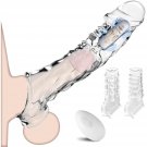 Penis Sleeve Reusable And Vibrator Set - 4 In 1 3.15 Inch Clear Penis Extender,10 Vibration Modes 3 Penis Sleeve Reusable And Vibrator Set - 4 In 1 3.15 Inch Clear Penis Extender,10 Vibration Modes 3