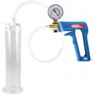 Penis Pump Maxi Blue Handle With Gauge, Clear Hose - 9 Inch Length X 1.75 Inch Diameter Cylinder Penis Pump Maxi Blue Handle With Gauge, Clear Hose - 9 Inch Length X 1.75 Inch Diameter Cylinder