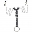 Men Sexy Nipple Clamps Chain With Penis Ring Erotic Leather Fetish Nipple Clamp Sex Toys Adjustable Men Sexy Nipple Clamps Chain With Penis Ring Erotic Leather Fetish Nipple Clamp Sex Toys Adjustable
