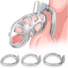 Male Chastity Device Cock Cage - Max Zinc Alloy Invisible Lock Chastity Cage With 3 Active Rings & K Male Chastity Device Cock Cage - Max Zinc Alloy Invisible Lock Chastity Cage With 3 Active Rings & K