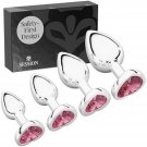 Jewel Butt Plug Beginner 4 Piece Set - Extra Small, Small, Medium, Large - Wide Base Prevents Slippa Jewel Butt Plug Beginner 4 Piece Set - Extra Small, Small, Medium, Large - Wide Base Prevents Slippa