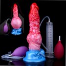 Inflatable Squirting Dog Dildo Realistic Silicone Animal Knot Fake Penis Expansion Knotted Anal Plug