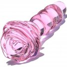 Glass Anal Beads Butt Plug Prostate Massager With Long Neck, Rose Round Base And 4 Gradual Beads Fet Glass Anal Beads Butt Plug Prostate Massager With Long Neck, Rose Round Base And 4 Gradual Beads Fet