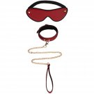 Faux Leather Bondage Collar With Chain Leash Set And Blindfold, For Adults Sm Restraint Sex Play Toy Faux Leather Bondage Collar With Chain Leash Set And Blindfold, For Adults Sm Restraint Sex Play Toy