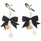 Black Satin Bow Nipple Clamps With Silver/Gold Charms - Adjustable Fetish Jewelry For Sensual Play A Black Satin Bow Nipple Clamps With Silver/Gold Charms - Adjustable Fetish Jewelry For Sensual Play A
