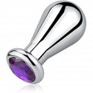 Big Anal Butt Plug,Bulb-Shaped Metal Anal Plug With Purple Gemstones, Anal Toys For Prostate Massage