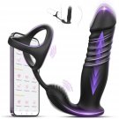 App Thrusting Anal Stimulator With Vibrating Cock Ring, Stretchable Prostate Massager With 6 * 6 * 6
