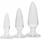 Anal Training Kit - 3 Piece Crystal Clear Butt Plug Set - Progressive Size Small To Large Suction Cu Anal Training Kit - 3 Piece Crystal Clear Butt Plug Set - Progressive Size Small To Large Suction Cu