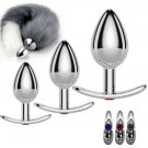 Anal Plug With Fox Tail For Cosplay Jewelry Anal Trainer Kit For Adult 3Pcs Replaceable Stainless St Anal Plug With Fox Tail For Cosplay Jewelry Anal Trainer Kit For Adult 3Pcs Replaceable Stainless St