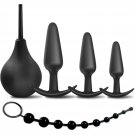 Anal Plug Adult Sex Toys,5Pcs Silicone Butt Plugs Anal Beads Enema Plug Sexy Training Set Butt Plug 