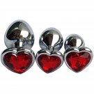 3Pcs Set Luxury Metal Butt Toys Heart Shaped Anal Trainer Jewel Butt Plug Kit S&M Adult Gay Anal Plu
