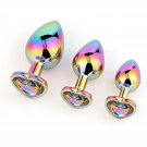 3Pcs Colorful Jewel Heart Base Rainbow Gradient Anal Plug Set Crystal Metal Butt Plug Kit For Couple 3Pcs Colorful Jewel Heart Base Rainbow Gradient Anal Plug Set Crystal Metal Butt Plug Kit For Couple