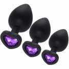3 Pcs 3 Sizes Silicone Anal Plugs, Jeweled Butt Plug, Anal Trainer Toys, Heart Butt Plugs, Purple 3 Pcs 3 Sizes Silicone Anal Plugs, Jeweled Butt Plug, Anal Trainer Toys, Heart Butt Plugs, Purple