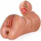 3 In 1 Pocket Pussy Lifelike Male Masturbator, Brown Thick Meaty Male Sex Toy Realistic Masturbator 