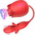 Flapping Rose Vibrator Sex Toy, Rose Clitoralis Stimulator for Women (Red Sucking Rose)