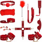11-Piece Bondage Restraint Kit – Adjustable Cuffs, Collar, Blindfold & More (Red) 11-Piece Bondage Restraint Kit – Adjustable Cuffs, Collar, Blindfold & More (Red)