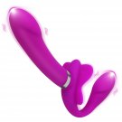 Strapless Strap On Dildo G-Spot Vibrator, Double Ended Vibrating Lesbian Sex Toys, Clitoral Stimulat
