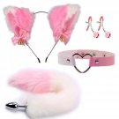 Fox Tail Anal Plug Collar And Nipple Clamps Cat Ears Butt Plug Stainless Steel Anal Plug With Faux F Fox Tail Anal Plug Collar And Nipple Clamps Cat Ears Butt Plug Stainless Steel Anal Plug With Faux F