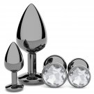 Anal Plug Beginner Set - 4 Pcs Jewel Butt Plugs Sex Toy Anal Training Kit- Guncolor G Spot Anal Sex Anal Plug Beginner Set - 4 Pcs Jewel Butt Plugs Sex Toy Anal Training Kit- Guncolor G Spot Anal Sex