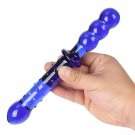 8.9"" Blue Double Ended Glass Dildo Crystal Penis G-Spot Stimulator Women Masturbator Butt Plug Anal