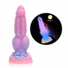 8.85 In Colorful Dog Knot Dildo, Glow In The Dark Animal Dildo With Strong Suction Cup, Fantasy Mons