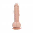 7.5 Inch Textured Silicone Dildo With Suction Cup, Beige Color, Adult Sex Toy