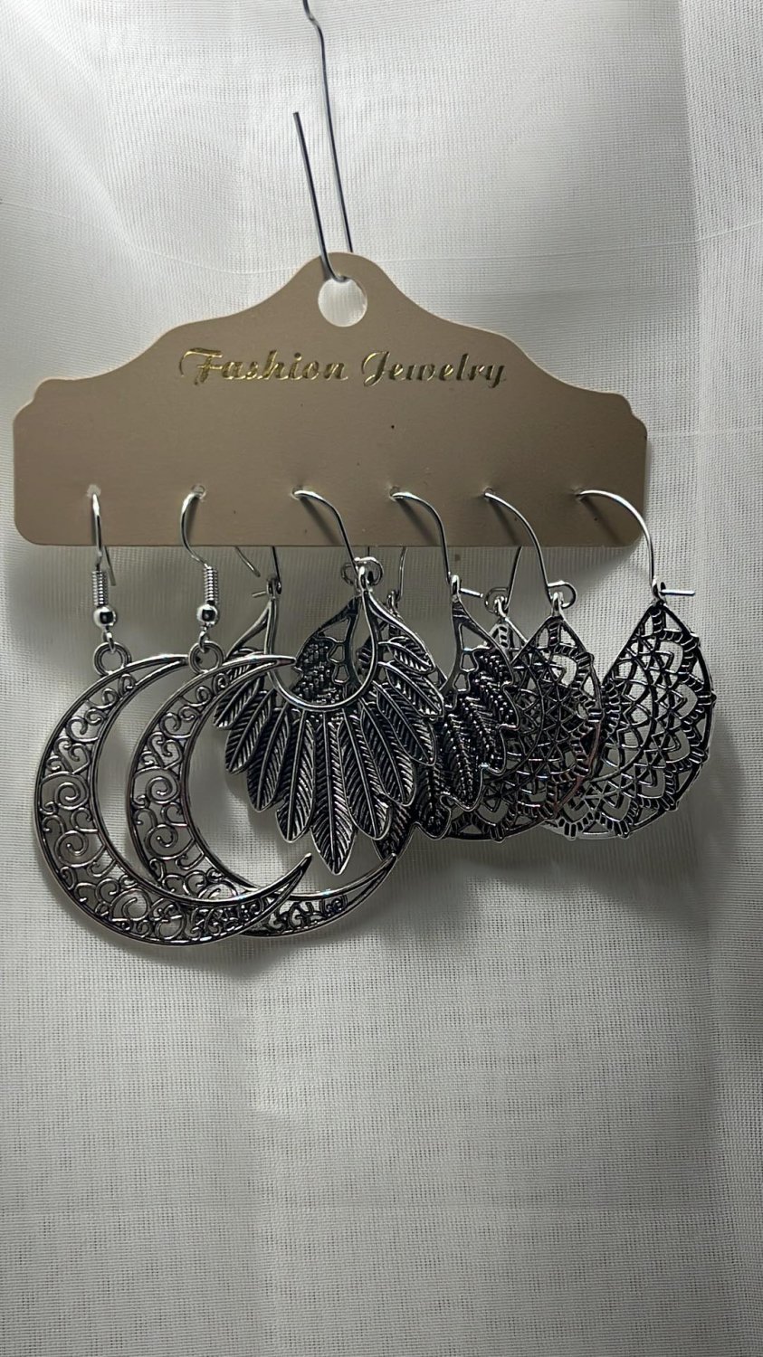 Vintage Antique silver earring set of three