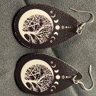 Black and White Moonlight Tree Leather earrings
