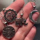 Multilayered Elephant, moon, long necklace with chain