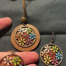 BoHo Vintage Multicolored Pendant with matching earrings