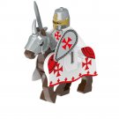 Medieval Mounted Templar Knight Minifigure Building Blocks Toy