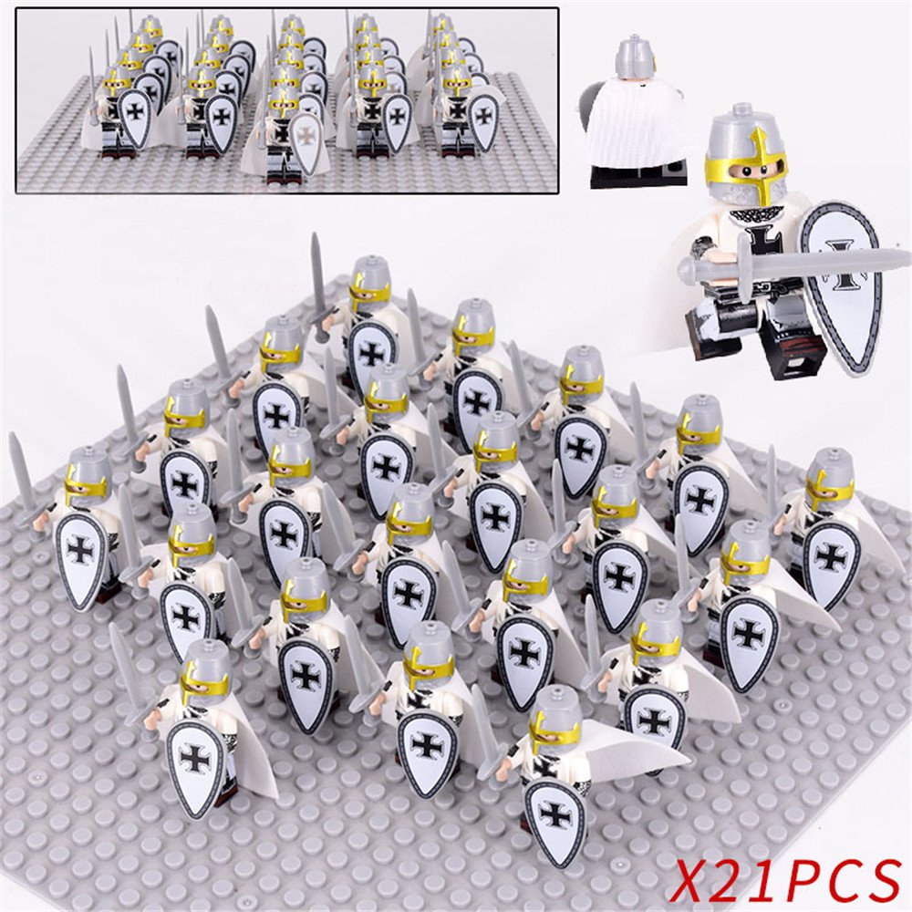 Medieval Castle Mounted Teutonic Knights Army 21 Minifigure Toys