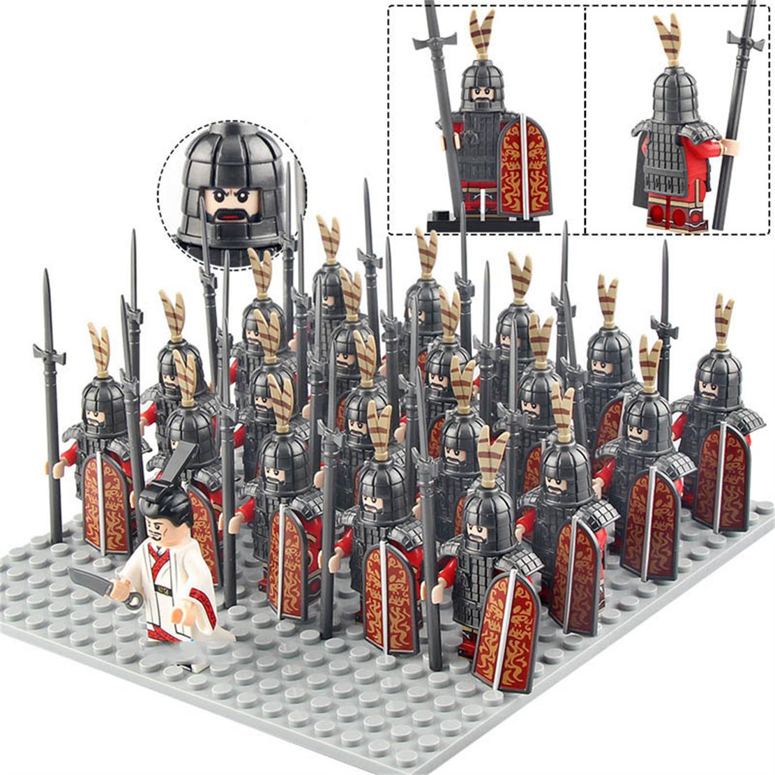 Ancient China Qin Dynasty Heavy Halberd Infantry Army Set A 21 Minifigures Lot