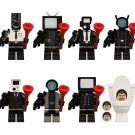 8pcs Skibidi Toilet Characters Custom Minifigures Building Block Set