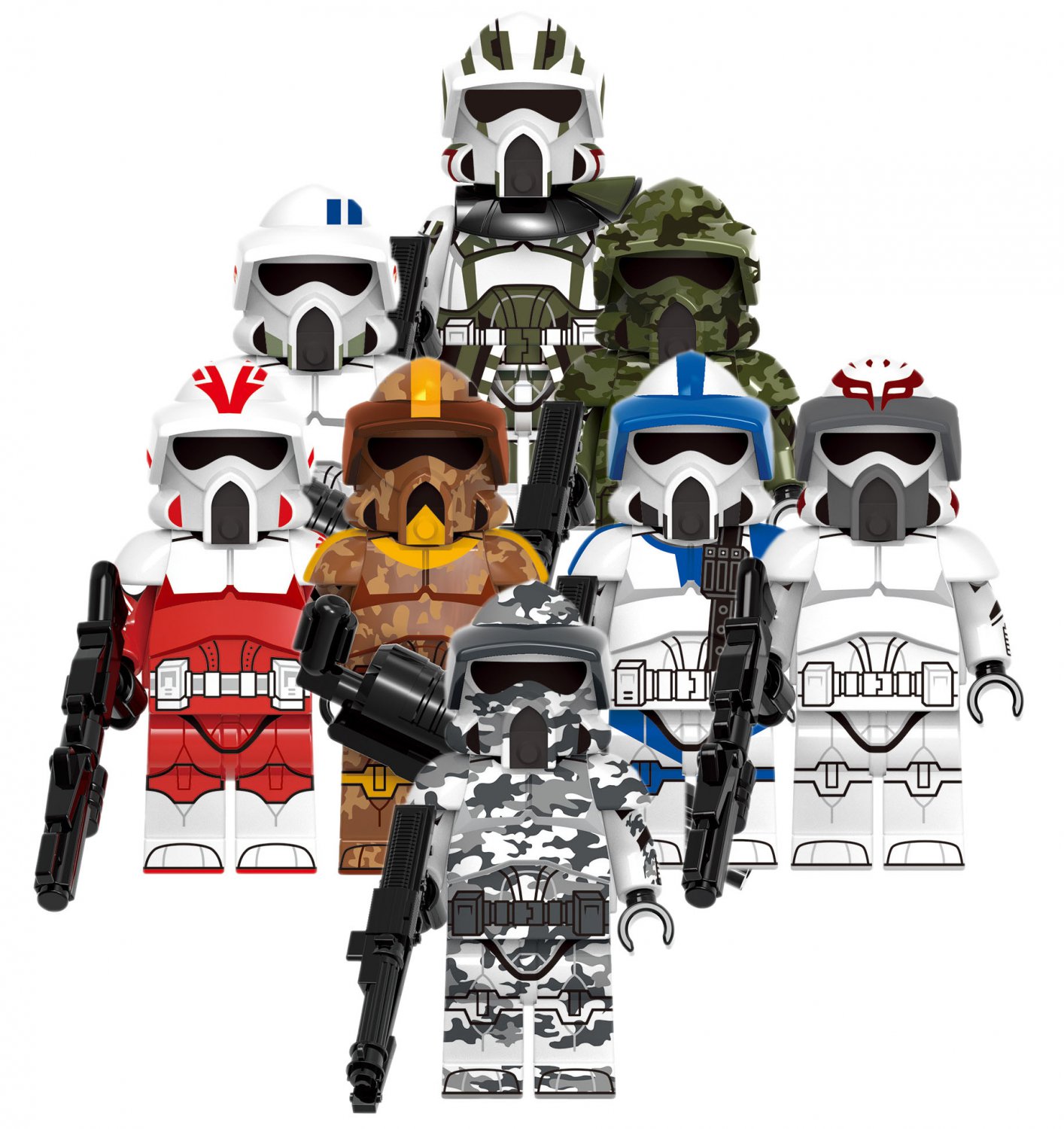 8pcs Clone Wars ARF Clone Troopers Squad Custom Minifigures Toys