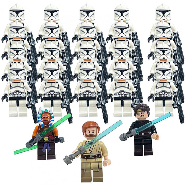 23pcs Star Wars The Clone Wars Obi-Wan Ahsoka and Anakin Minifigures