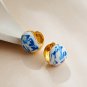 Vintage Chinese Style Hand-Painted Blue-and-White Porcelain Earrings Unique Design Style