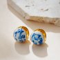 Vintage Chinese Style Hand-Painted Blue-and-White Porcelain Earrings Unique Design Style