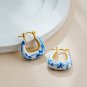 Vintage Chinese Style Hand-Painted Blue-and-White Porcelain Beaded Earrings Unique Design Style