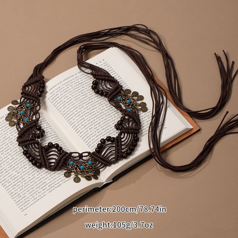 Boho Beaded Waist Chain Belt&acirc;��Handmade Festival Tie-On Hip Jewelry&acirc;��Tribal Style Accessory