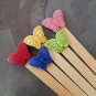 5 Large Decorative Wooden Plant Labels with Assorted Stone Butterflies