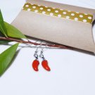 Botanical Red Hot Pepper Enamel Earrings